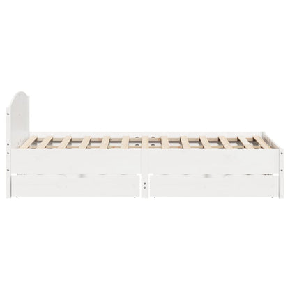 Bedframe zonder matras massief grenenhout wit 120x190 cm