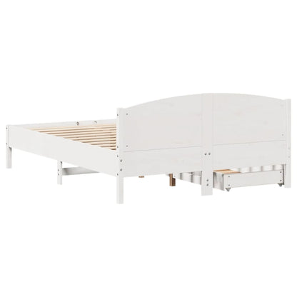 Bedframe zonder matras massief grenenhout wit 120x190 cm
