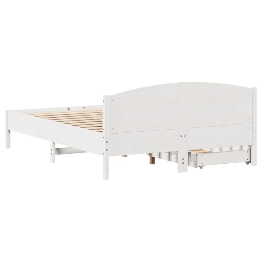 Bedframe zonder matras massief grenenhout wit 120x190 cm