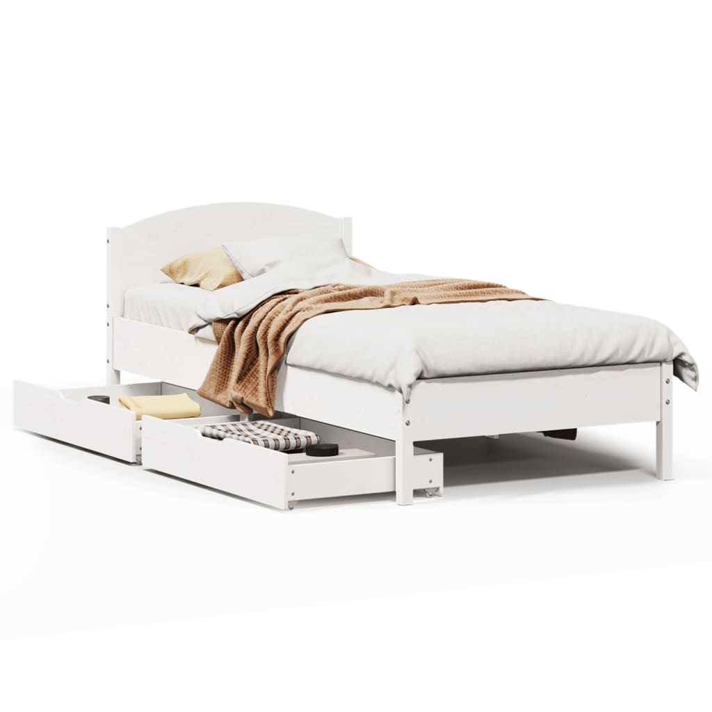 Bedframe zonder matras massief grenenhout wit 140x200 cm