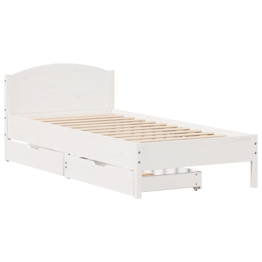Bedframe zonder matras massief grenenhout wit 140x200 cm