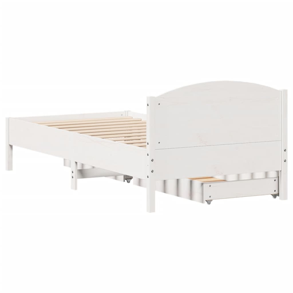 Bedframe zonder matras massief grenenhout wit 140x200 cm