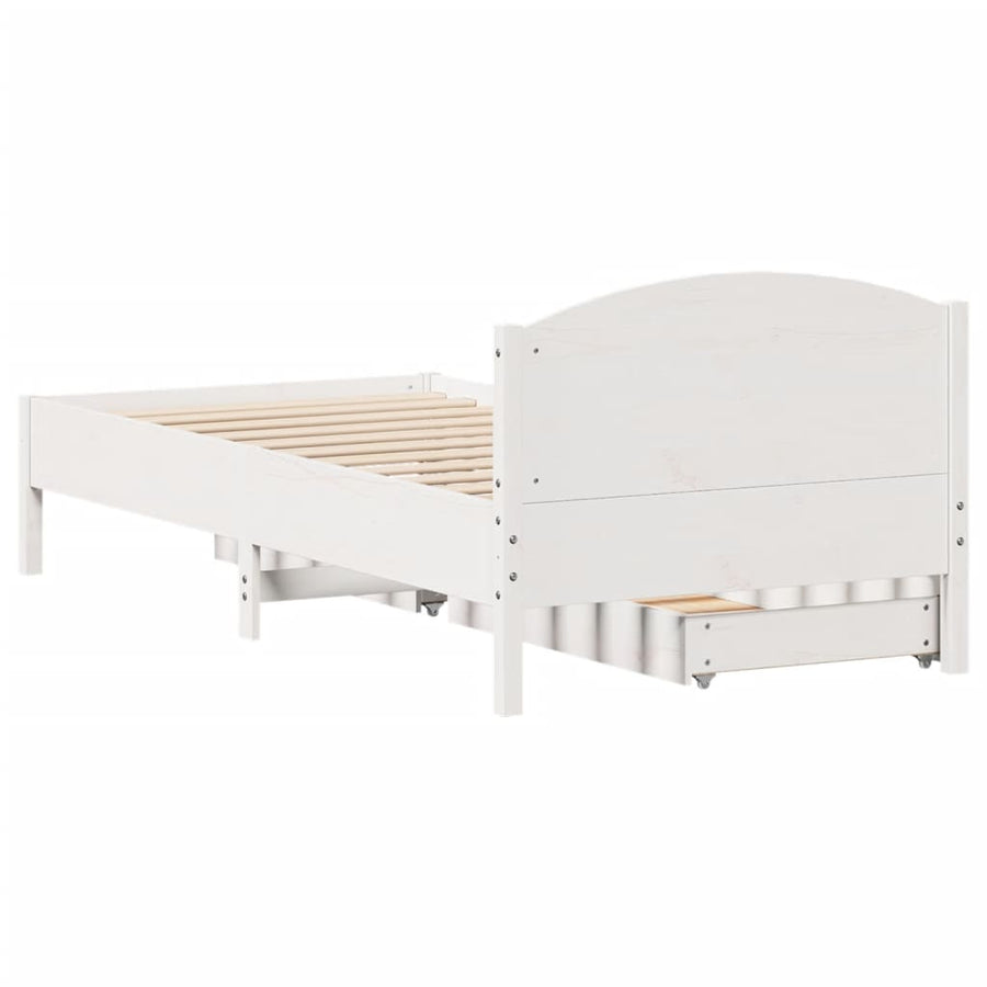 Bedframe zonder matras massief grenenhout wit 140x200 cm