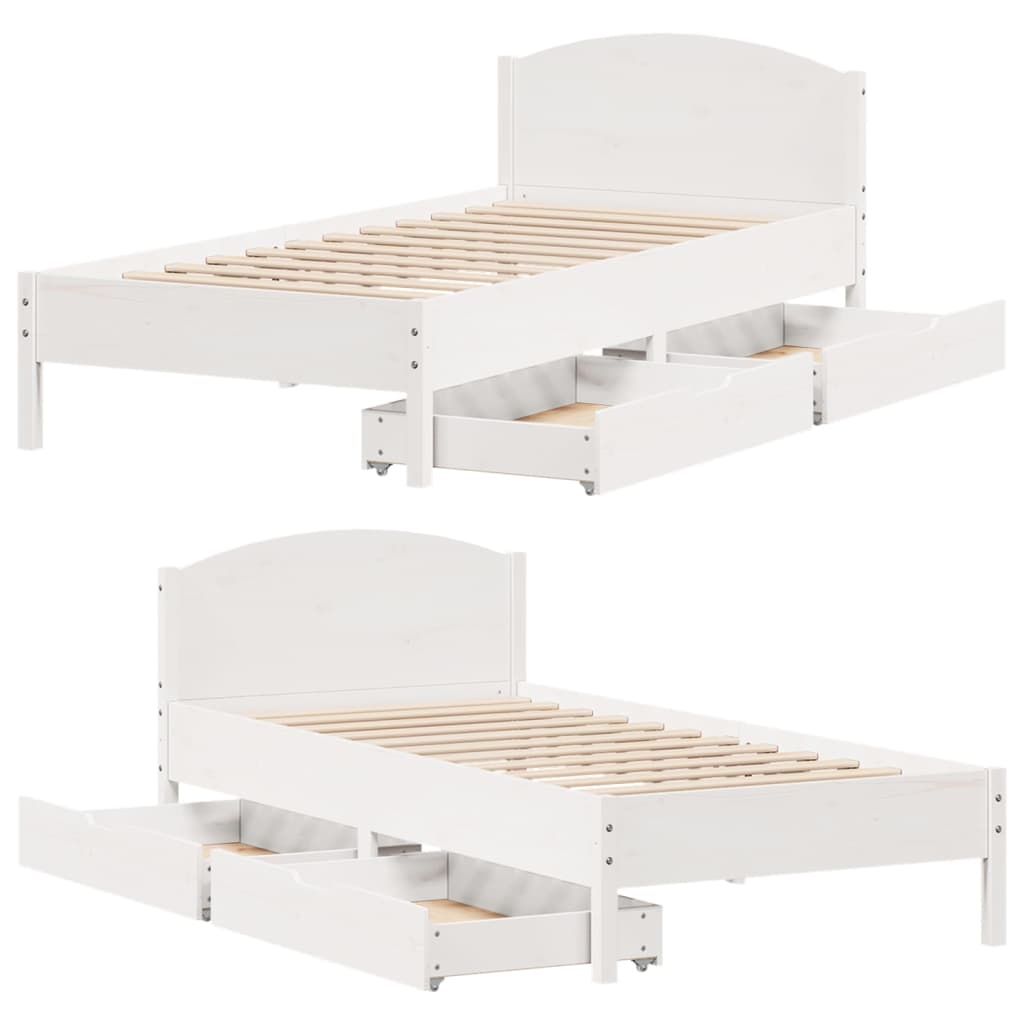 Bedframe zonder matras massief grenenhout wit 140x200 cm
