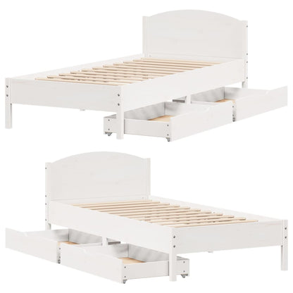 Bedframe zonder matras massief grenenhout wit 140x200 cm