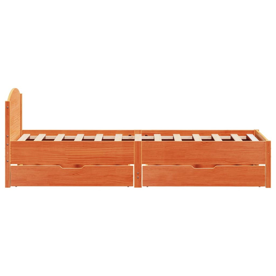 Bedframe zonder matras massief grenenhout wasbruin 100x200 cm