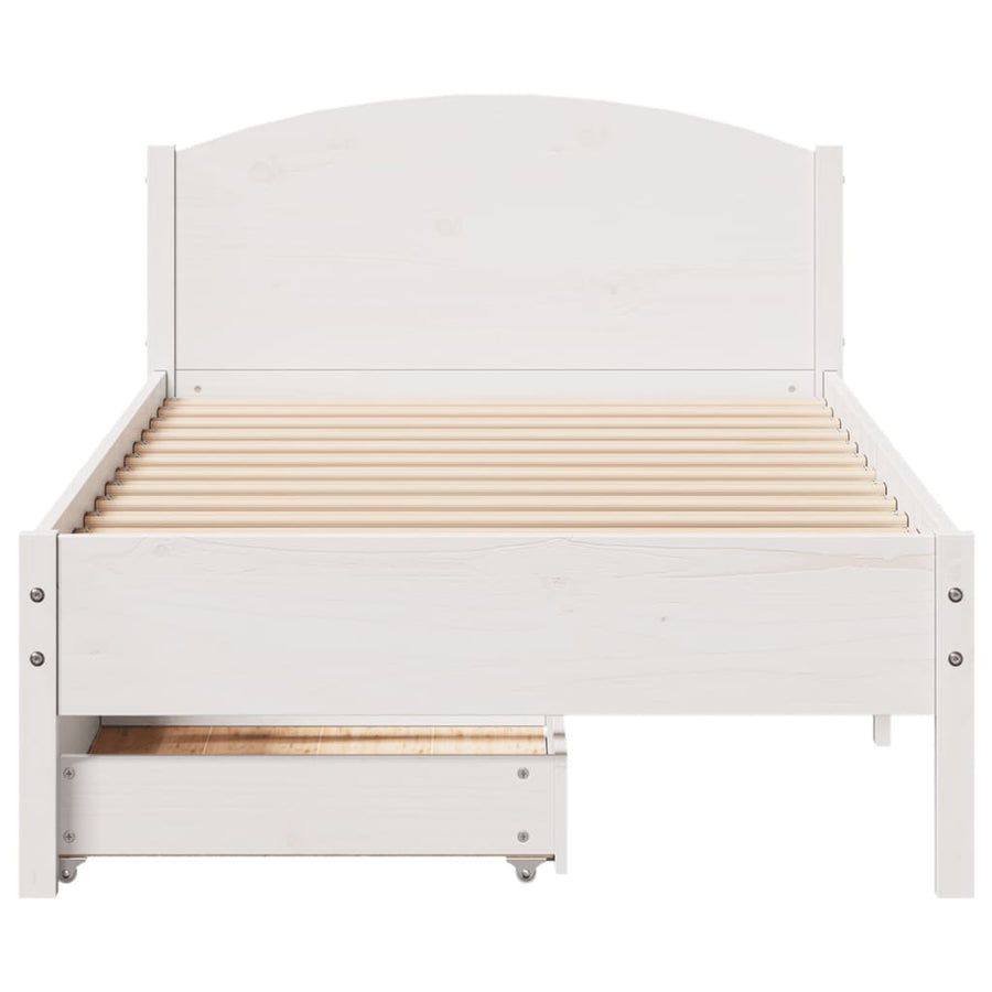 Bedframe zonder matras massief grenenhout wit 90x200 cm