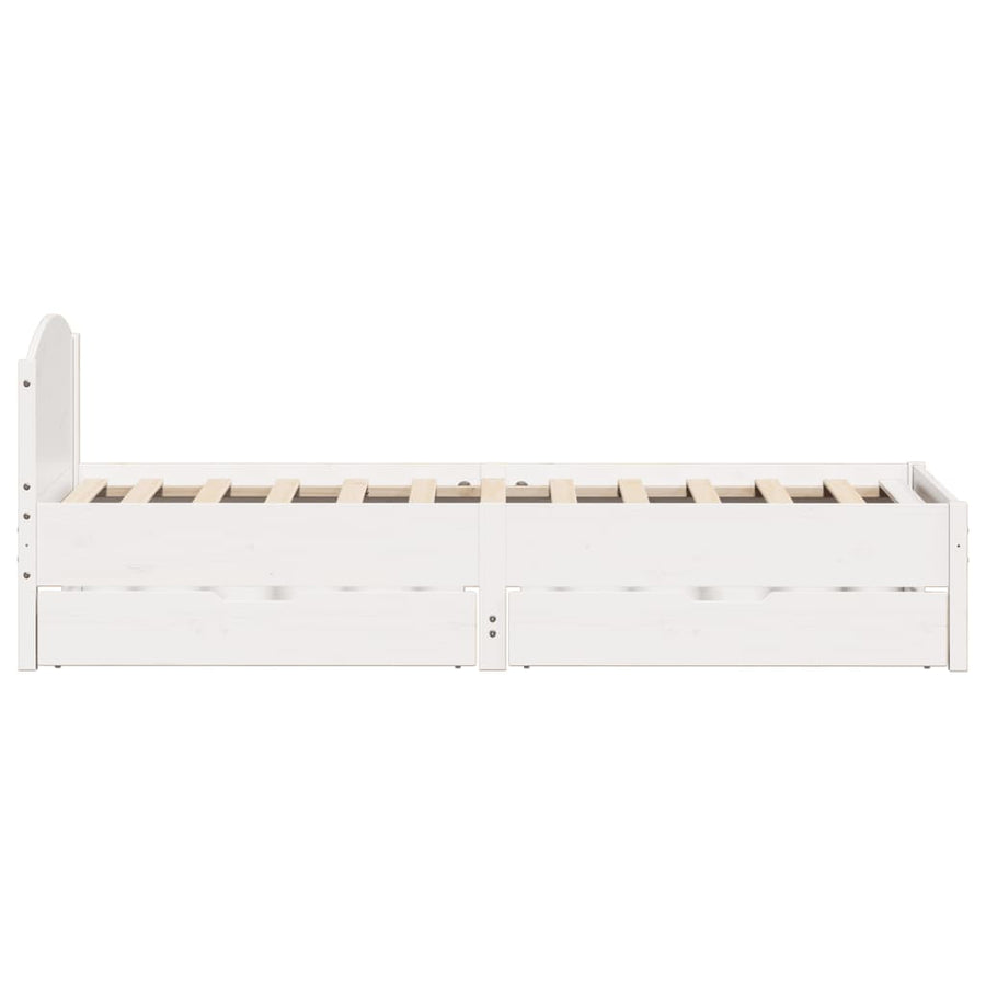 Bedframe zonder matras massief grenenhout wit 90x200 cm