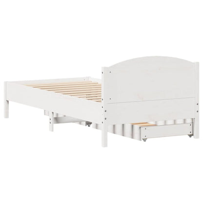 Bedframe zonder matras massief grenenhout wit 90x200 cm