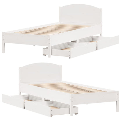 Bedframe zonder matras massief grenenhout wit 90x200 cm