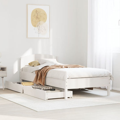 Bedframe zonder matras massief grenenhout wit 90x200 cm