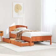 Bedframe massief grenenhout wasbruin 90x200 cm met lades