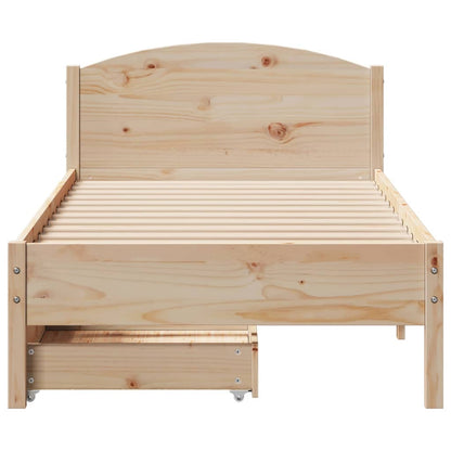 Bedframe zonder matras massief grenenhout 75x190 cm