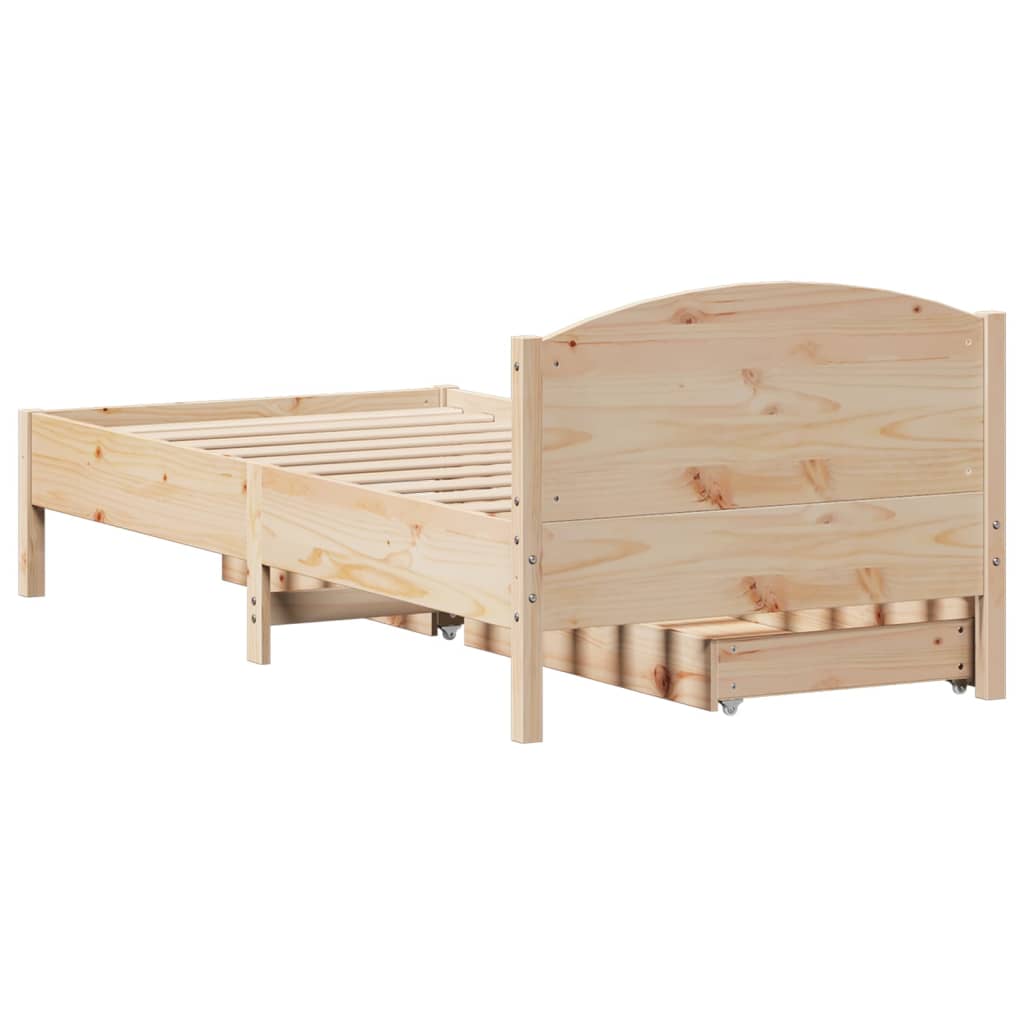 Bedframe zonder matras massief grenenhout 75x190 cm