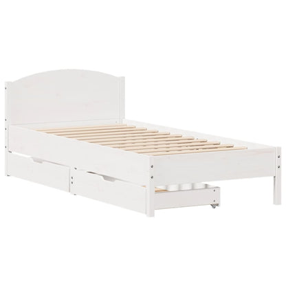 Bedframe zonder matras massief grenenhout wit 75x190 cm
