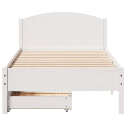 Bedframe zonder matras massief grenenhout wit 75x190 cm