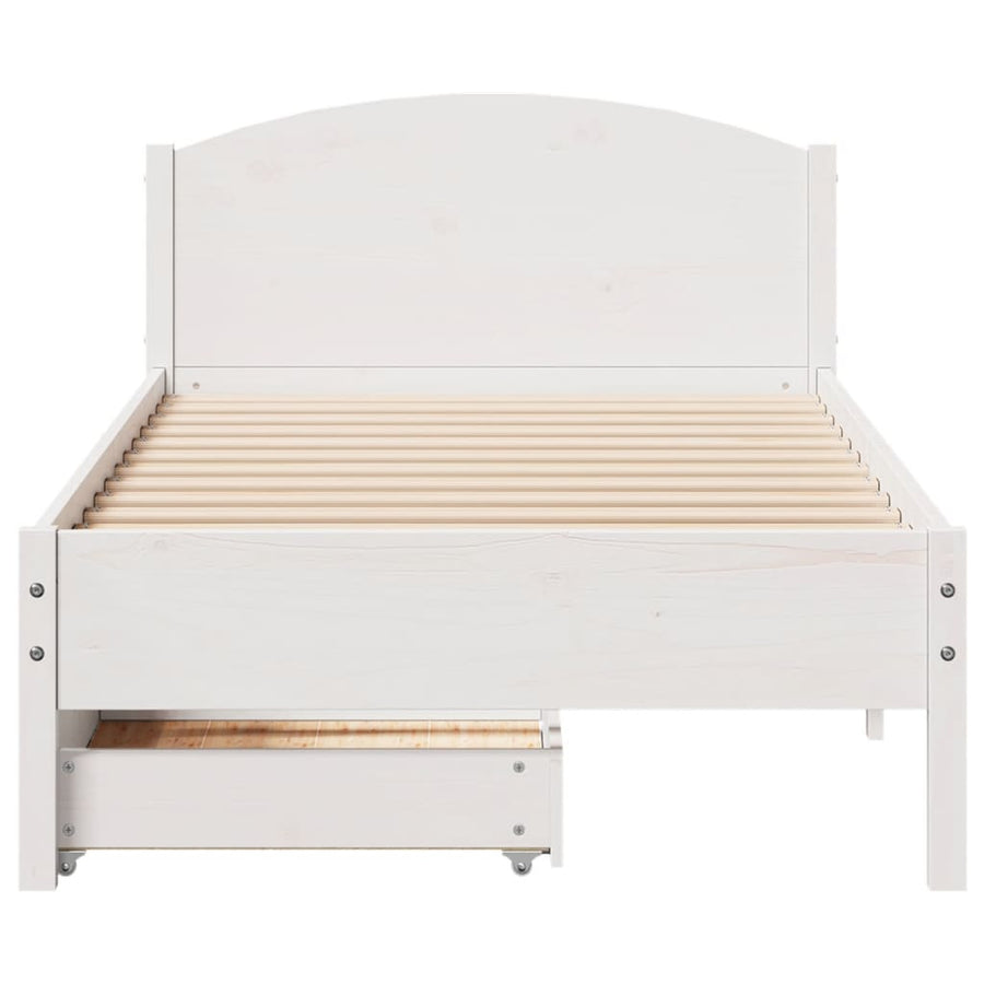 Bedframe zonder matras massief grenenhout wit 75x190 cm