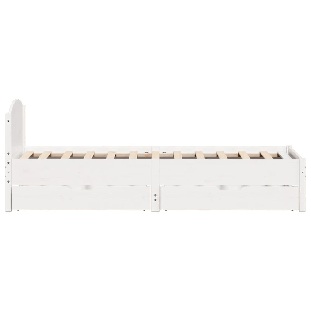 Bedframe zonder matras massief grenenhout wit 75x190 cm