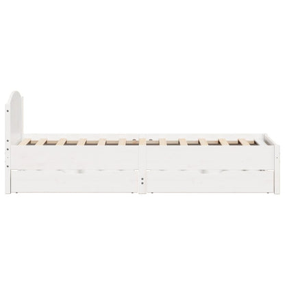 Bedframe zonder matras massief grenenhout wit 75x190 cm