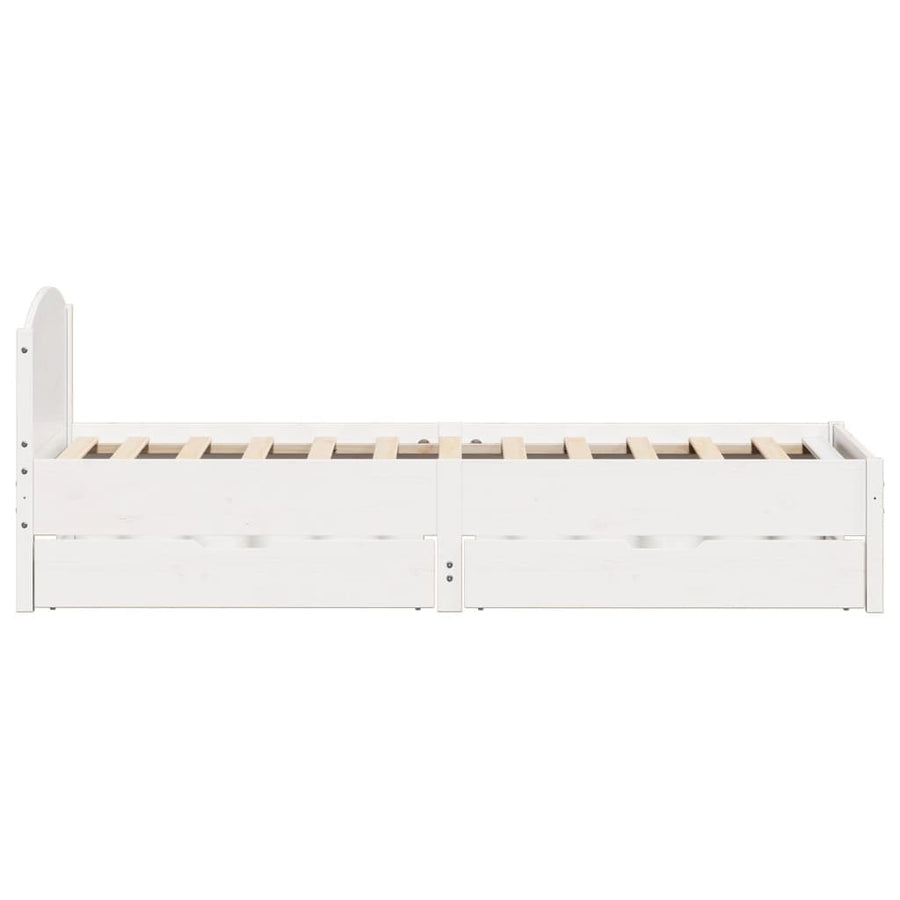 Bedframe zonder matras massief grenenhout wit 75x190 cm