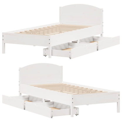 Bedframe zonder matras massief grenenhout wit 75x190 cm