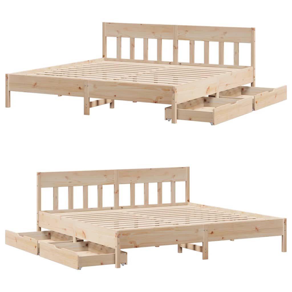 Bedframe zonder matras massief grenenhout 200x200 cm