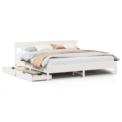 Bedframe zonder matras massief grenenhout wit 200x200 cm