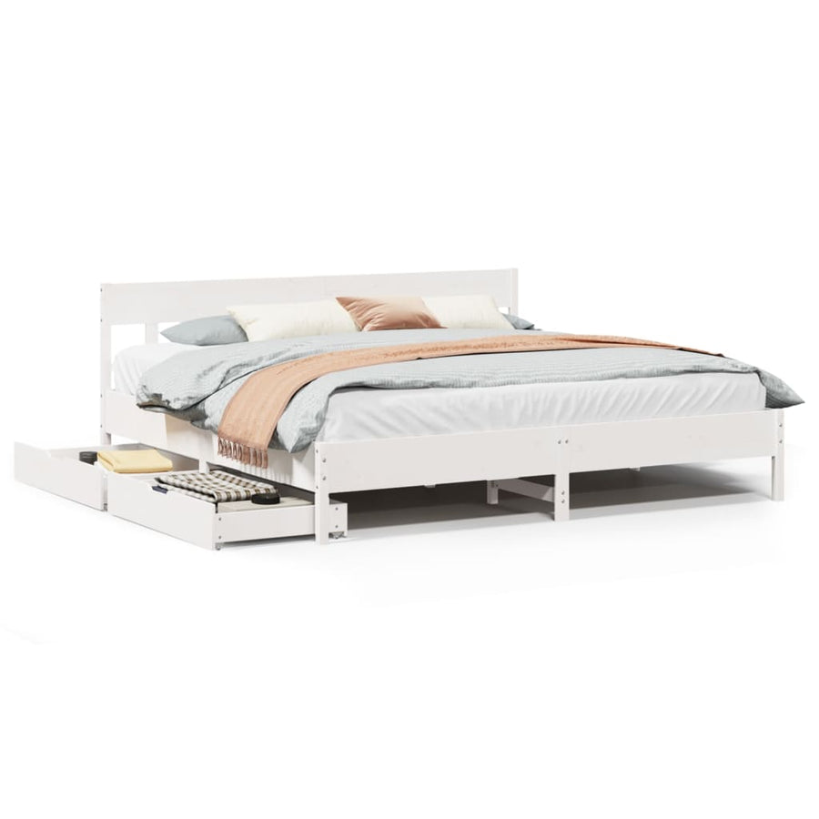 Bedframe zonder matras massief grenenhout wit 200x200 cm
