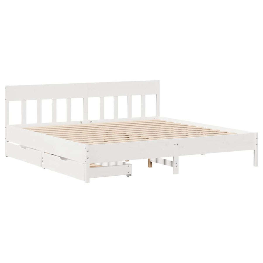 Bedframe zonder matras massief grenenhout wit 200x200 cm