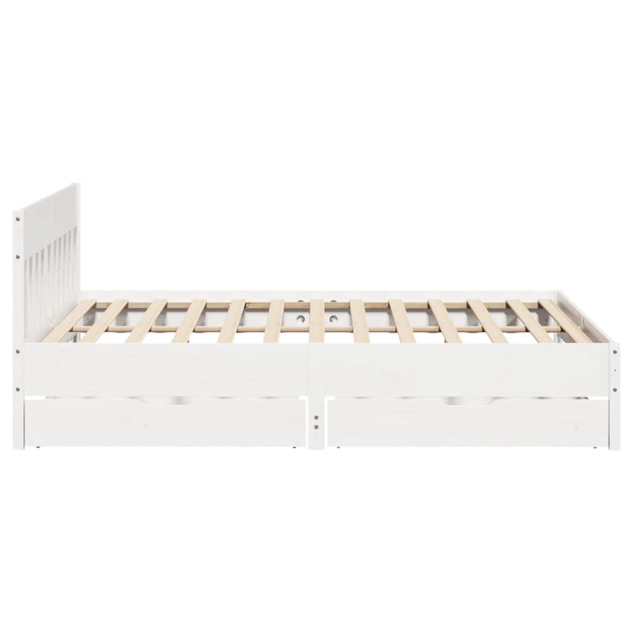 Bedframe zonder matras massief grenenhout wit 200x200 cm