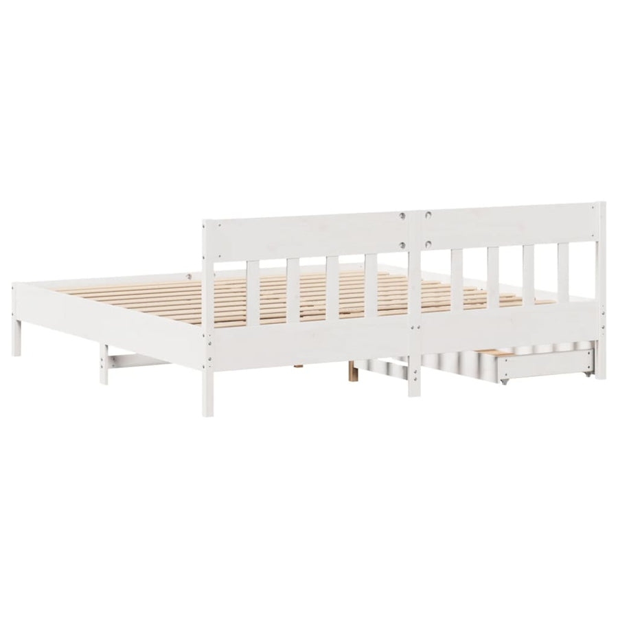 Bedframe zonder matras massief grenenhout wit 200x200 cm