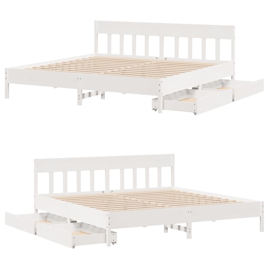 Bedframe zonder matras massief grenenhout wit 200x200 cm