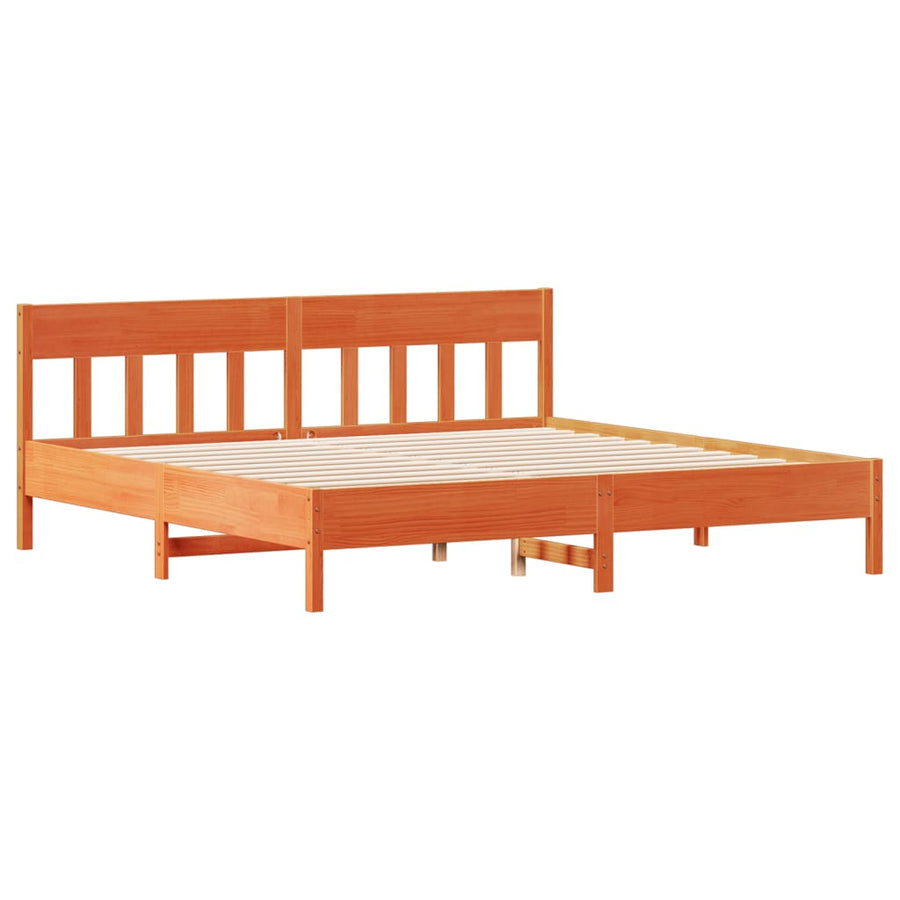 Bedframe zonder matras massief grenenhout wasbruin 200x200 cm