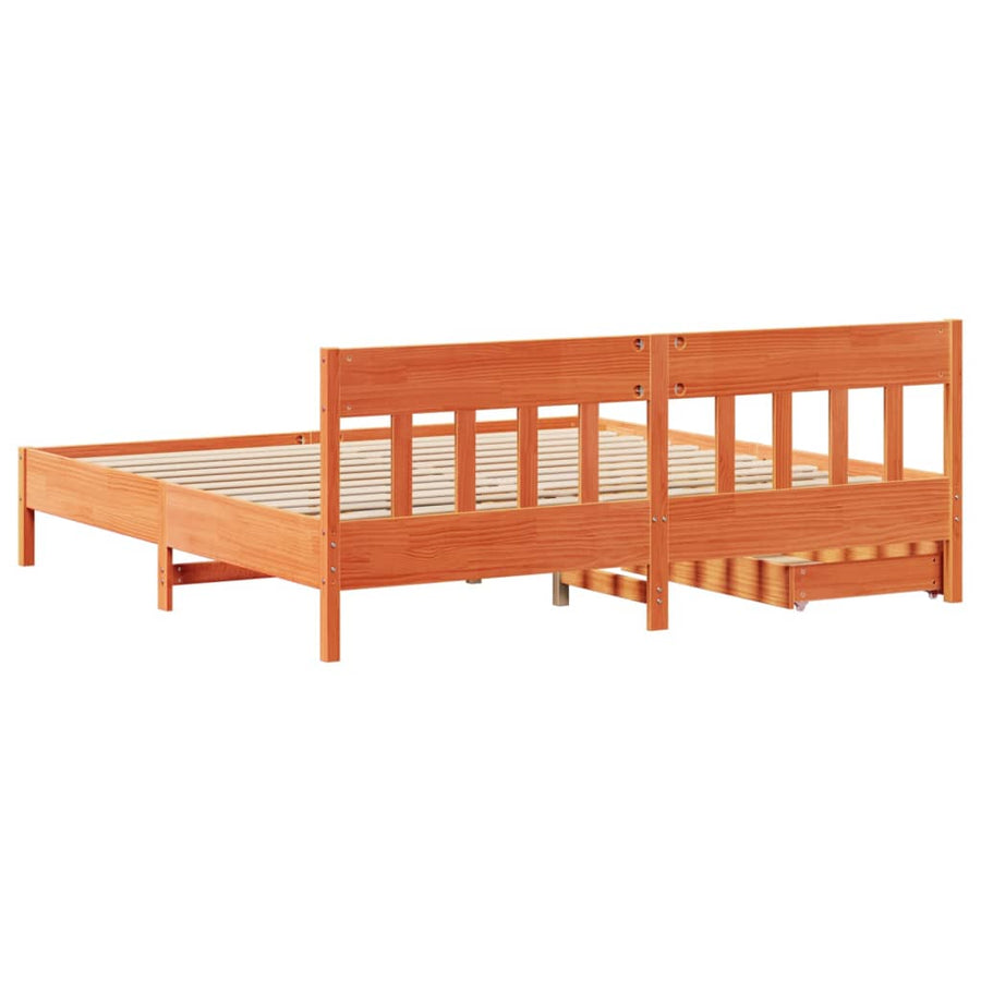 Bedframe zonder matras massief grenenhout wasbruin 200x200 cm