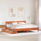 Bed frame without mattress solid pine wax brown 200x200 cm