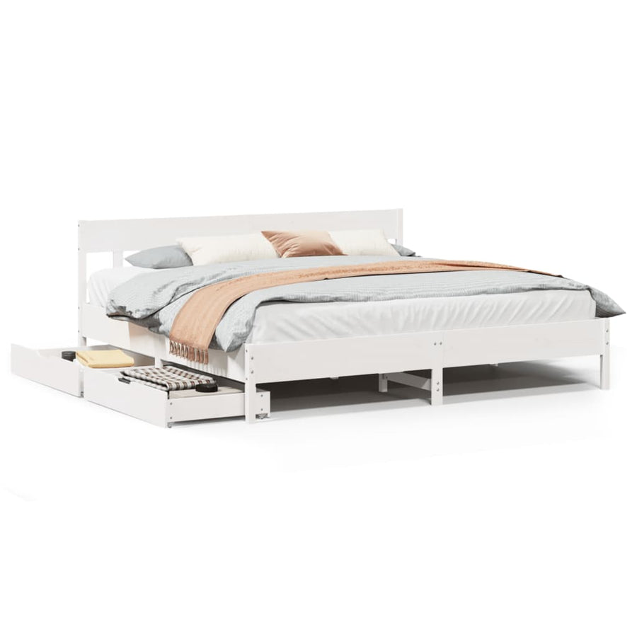 Bedframe zonder matras massief grenenhout wit 180x200 cm