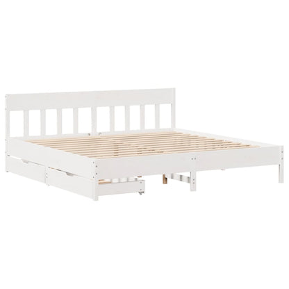 Bedframe zonder matras massief grenenhout wit 180x200 cm