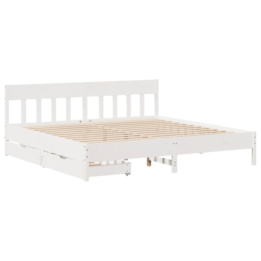 Bedframe zonder matras massief grenenhout wit 180x200 cm