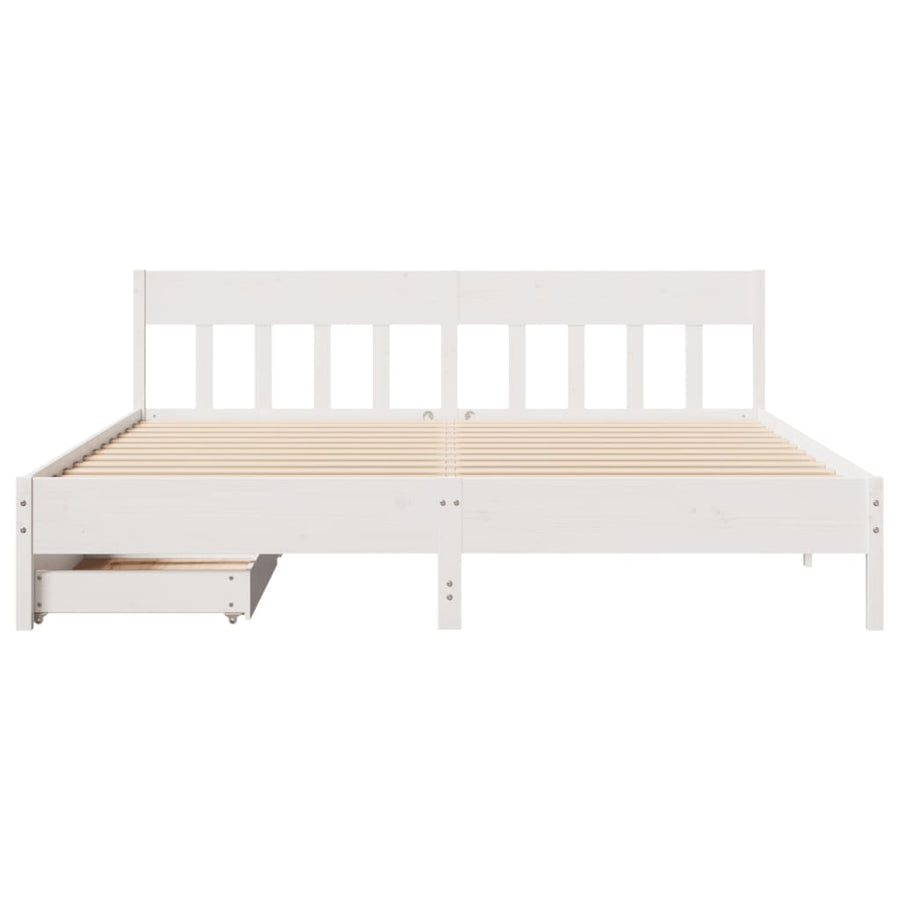 Bedframe zonder matras massief grenenhout wit 180x200 cm
