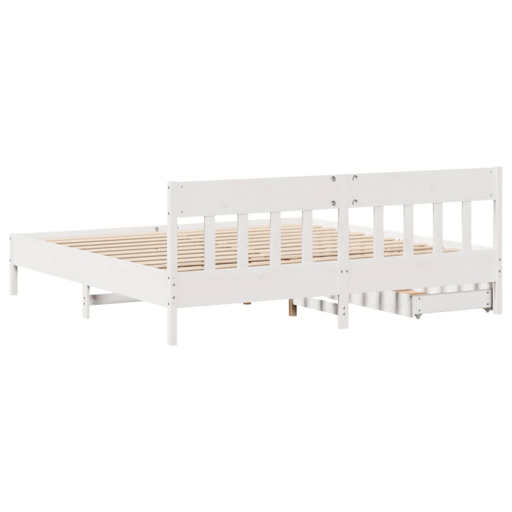 Bedframe zonder matras massief grenenhout wit 180x200 cm