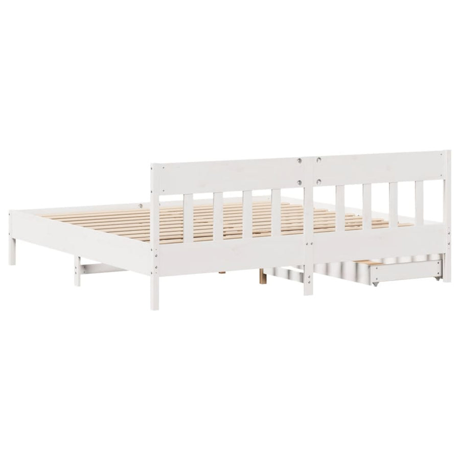 Bedframe zonder matras massief grenenhout wit 180x200 cm