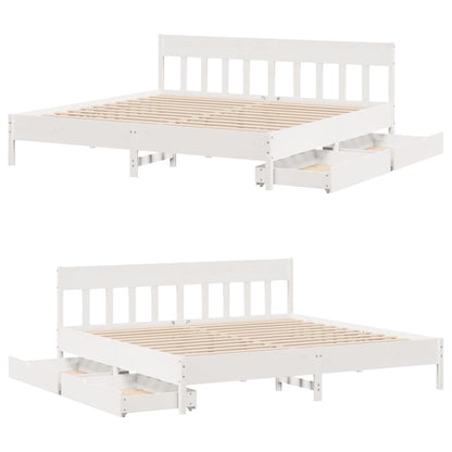 Bedframe zonder matras massief grenenhout wit 180x200 cm