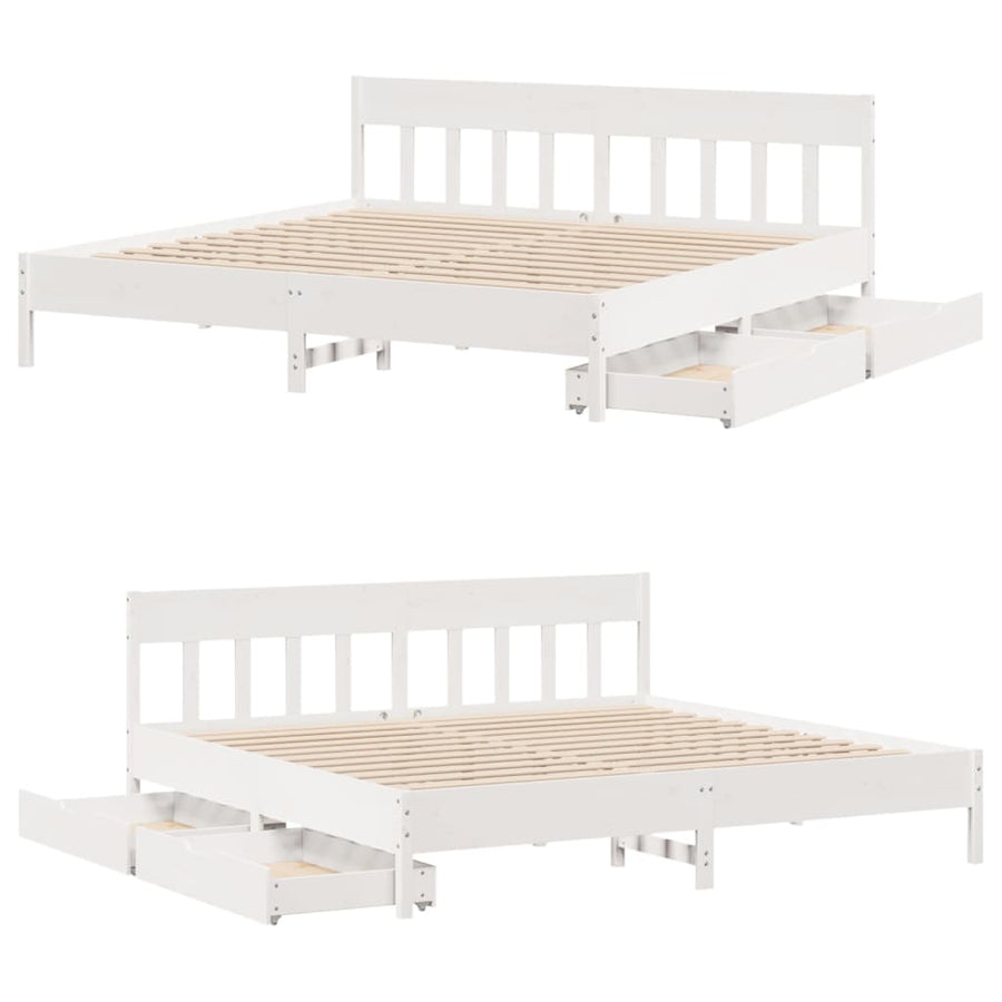 Bedframe zonder matras massief grenenhout wit 180x200 cm