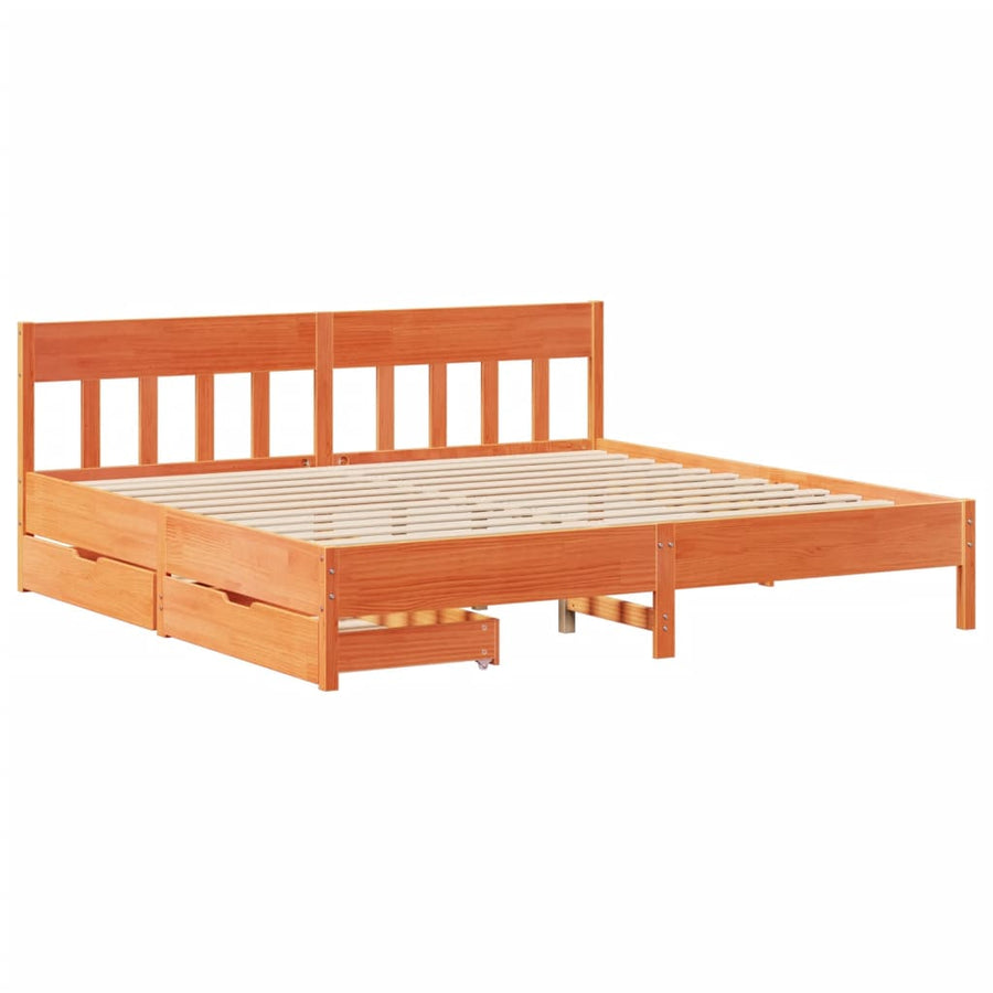 Bedframe zonder matras massief grenenhout wasbruin 180x200 cm