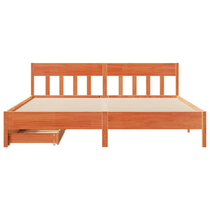 Bedframe zonder matras massief grenenhout wasbruin 180x200 cm