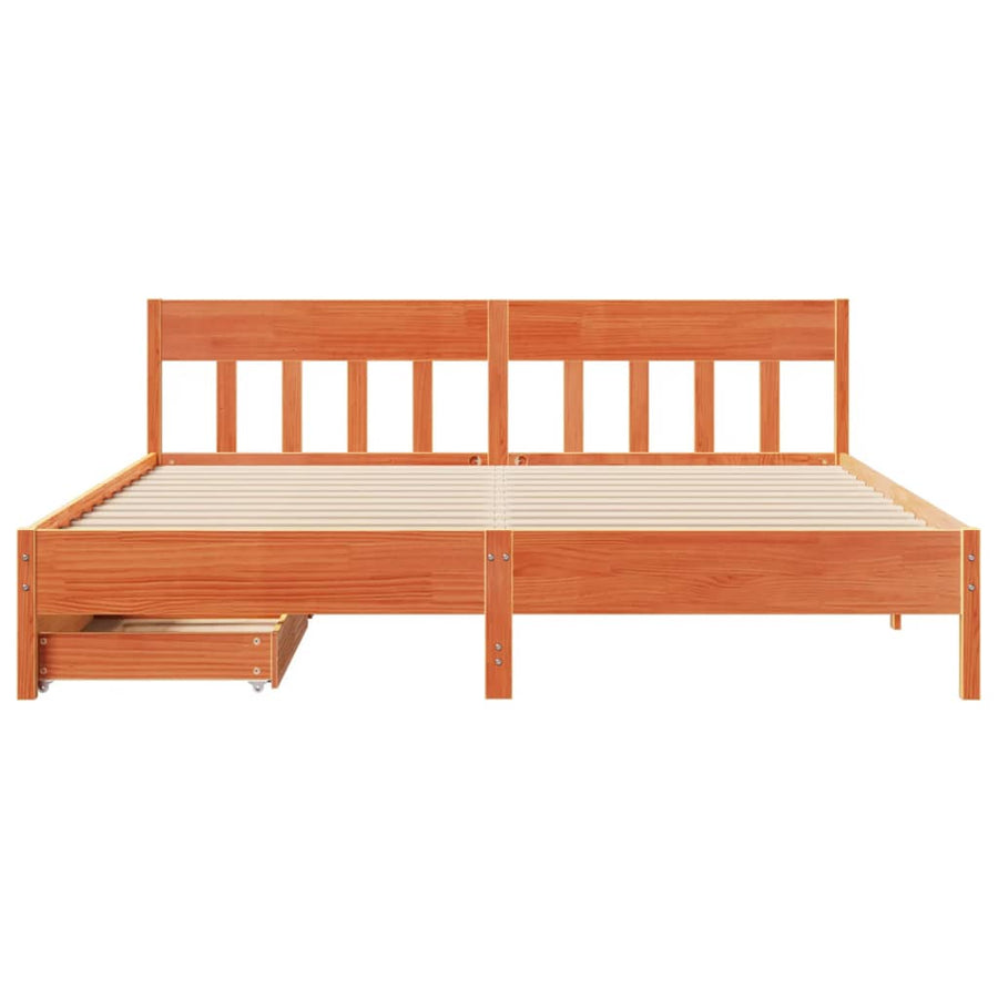 Bedframe zonder matras massief grenenhout wasbruin 180x200 cm