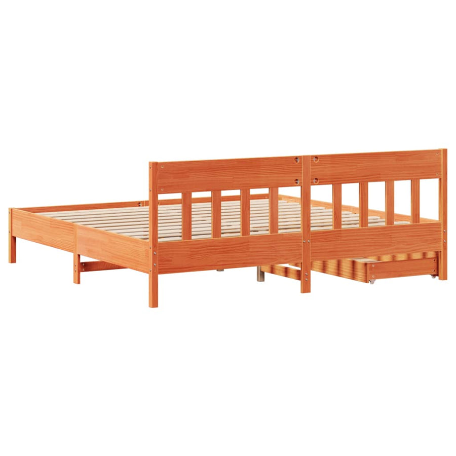 Bedframe zonder matras massief grenenhout wasbruin 180x200 cm