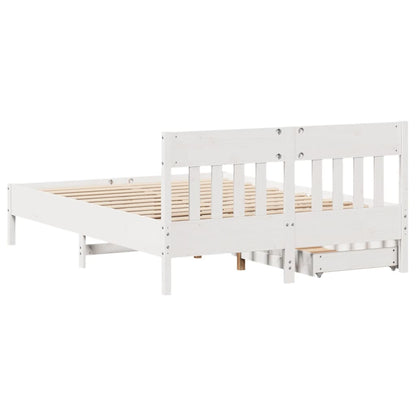 Bedframe zonder matras massief grenenhout wit 140x200 cm