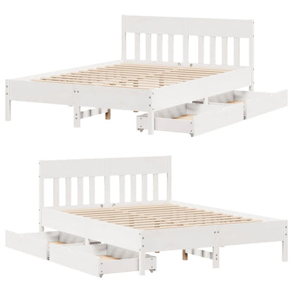 Bedframe zonder matras massief grenenhout wit 140x200 cm