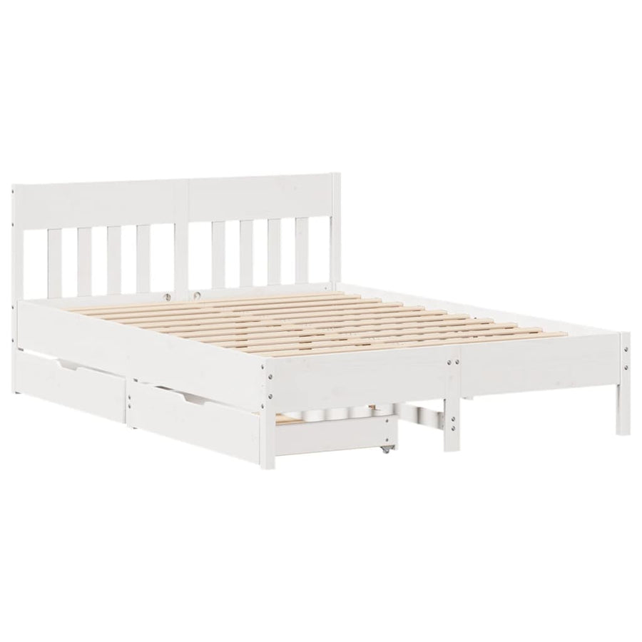 Bedframe zonder matras massief grenenhout wit 120x200 cm